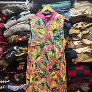 Tommy Bahama Women’s Pink Tropical Floral Golf Tennis Pickle Ball Dress Large
